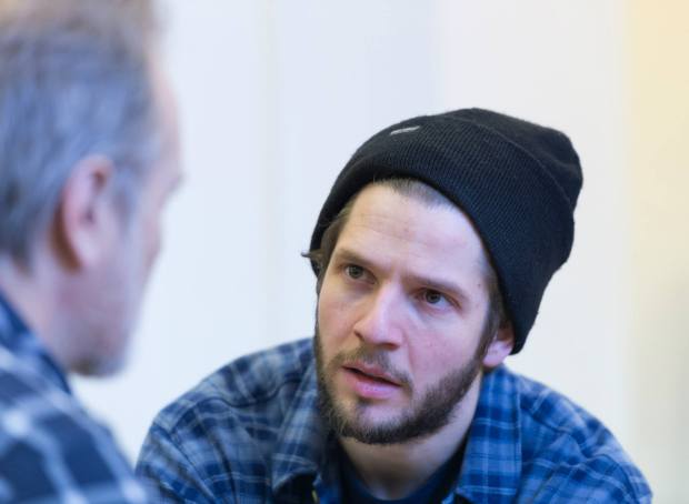 Damien Molony and William Gaminara, 'The Body of an American' rehearsal. Photo credit (c) Bill Knight, the Gate Theatre