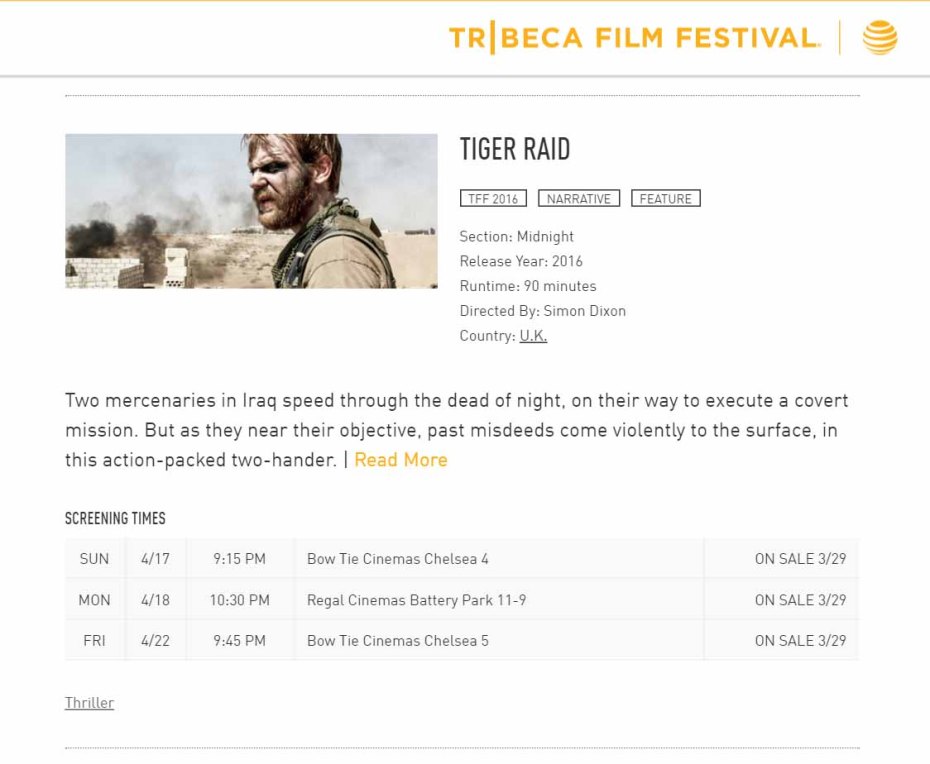Tiger Raid Tribeca Film Guide